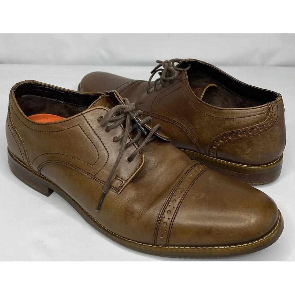 Rockport Mens 11 Brown Leather Walkability Shock‎ Absorbing Lace Up Oxford Shoes